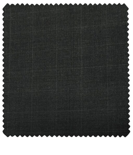 Cadini Men's Wool Checks Super 130's Unstitched Suiting Fabric (Dark Grey)