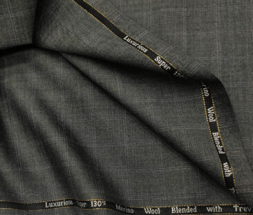 Cadini Men's Wool Checks Super 130's Unstitched Suiting Fabric (Worsted Grey)