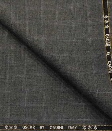 Cadini Men's Wool Checks Super 130's Unstitched Suiting Fabric (Worsted Grey)