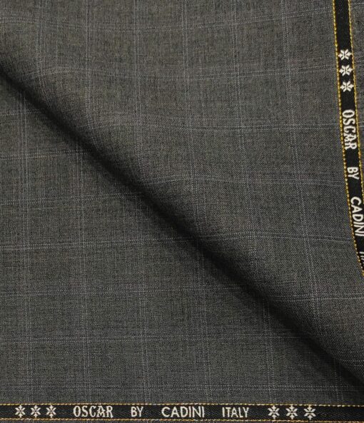 Cadini Men's Wool Checks Super 130's Unstitched Suiting Fabric (Worsted Grey)