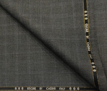 Cadini Men's Wool Checks Super 130's Unstitched Suiting Fabric (Worsted Grey)