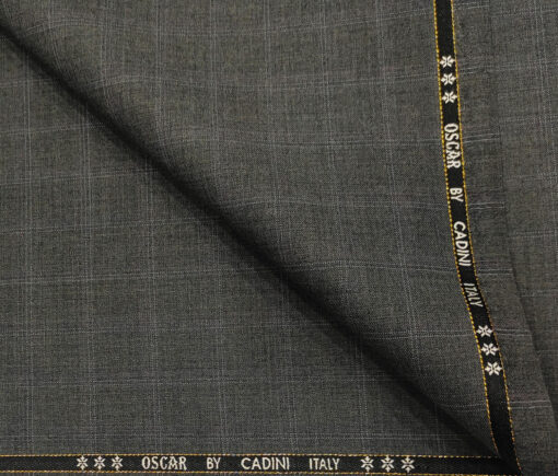 Cadini Men's Wool Checks Super 130's Unstitched Suiting Fabric (Worsted Grey)