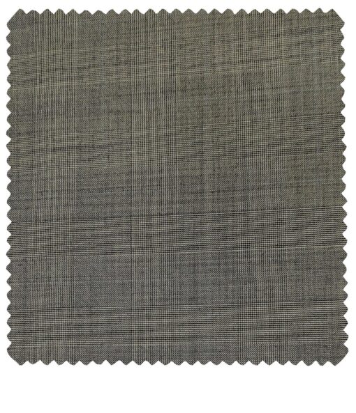 Cadini Men's Wool Checks Super 130's Unstitched Suiting Fabric (Light Grey)