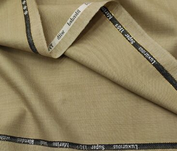 Cadini Men's Wool Self Design Super 130's Unstitched Suiting Fabric (Oat Beige)