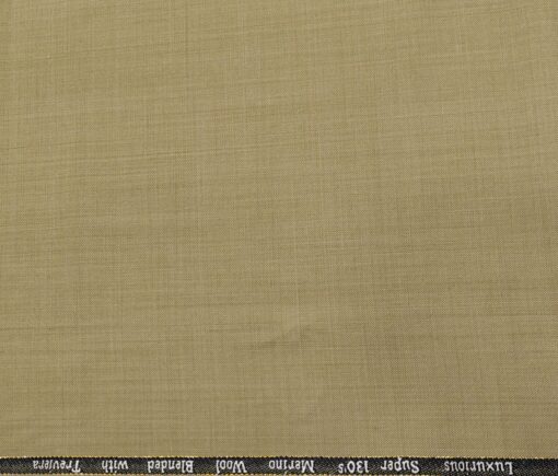 Cadini Men's Wool Self Design Super 130's Unstitched Suiting Fabric (Oat Beige)