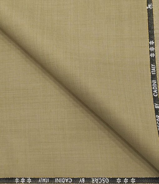 Cadini Men's Wool Self Design Super 130's Unstitched Suiting Fabric (Oat Beige)