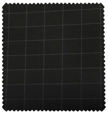 Cadini Men's Wool Checks Super 90's Unstitched Suiting Fabric (Black)