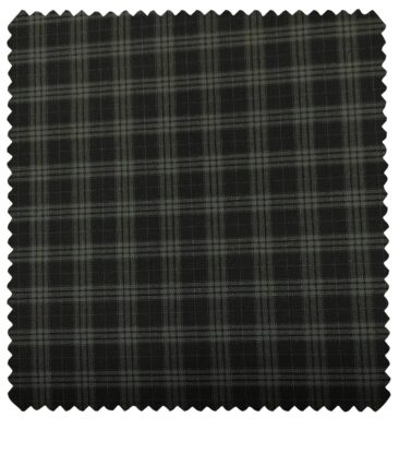 Cadini Men's Wool Checks Super 90's Unstitched Suiting Fabric (Blackish Grey)