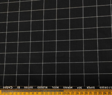 Cadini Men's Wool Checks Super 90's Unstitched Suiting Fabric (Black & White)