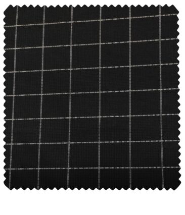 Cadini Men's Wool Checks Super 90's Unstitched Suiting Fabric (Black & White)