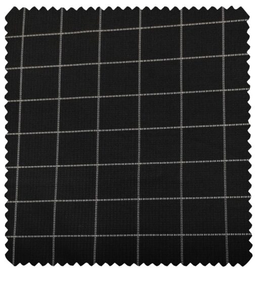 Cadini Men's Wool Checks Super 90's Unstitched Suiting Fabric (Black & White)