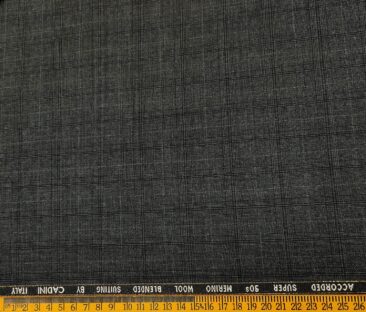 Cadini Men's Wool Checks Super 90's Unstitched Suiting Fabric (Dark Grey)