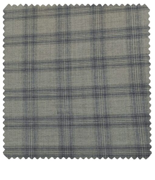 Cadini Men's Wool Checks Super 90's Unstitched Suiting Fabric (Light Grey)