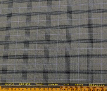 Cadini Men's Wool Checks Super 90's Unstitched Suiting Fabric (Worsted Grey)