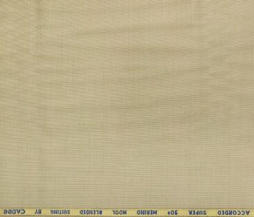 Cadini Men's Wool Structured Super 90's Unstitched Suiting Fabric (Buttermilk Beige)