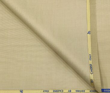 Cadini Men's Wool Structured Super 90's Unstitched Suiting Fabric (Buttermilk Beige)