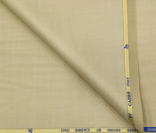 Cadini Men's Wool Structured Super 90's Unstitched Suiting Fabric (Buttermilk Beige)