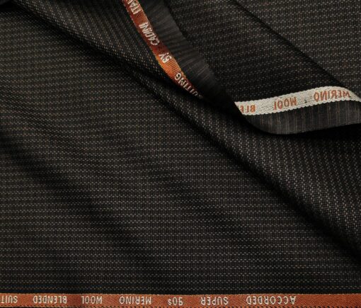 Cadini Men's Wool Structured Super 90's Unstitched Suiting Fabric (Dark Brown)