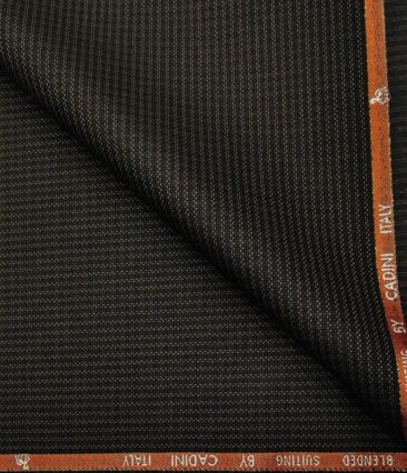 Cadini Men's Wool Structured Super 90's Unstitched Suiting Fabric (Dark Brown)