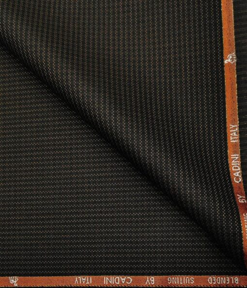 Cadini Men's Wool Structured Super 90's Unstitched Suiting Fabric (Dark Brown)