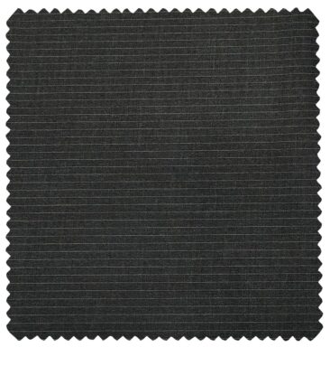 Cadini Men's Wool Striped Super 90's Unstitched Suiting Fabric (Dark Grey)