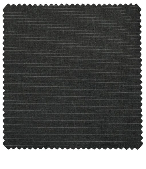 Cadini Men's Wool Striped Super 90's Unstitched Suiting Fabric (Dark Grey)