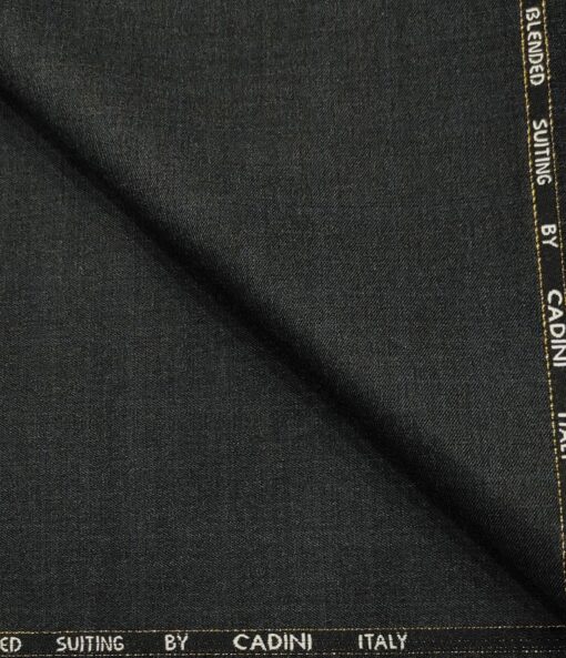 Cadini Men's Wool Checks Super 90's Unstitched Suiting Fabric (Dark Grey)