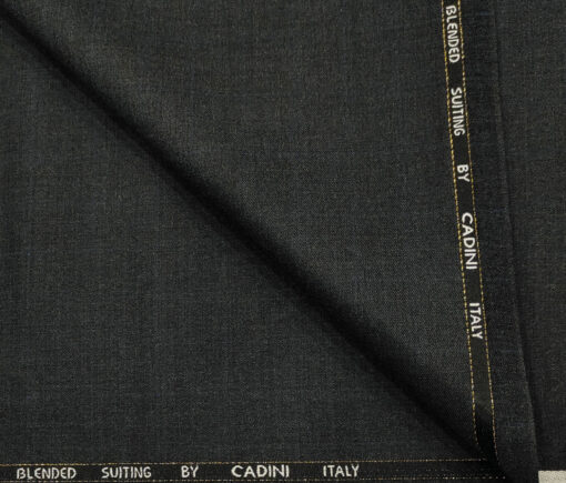Cadini Men's Wool Checks Super 90's Unstitched Suiting Fabric (Dark Grey)
