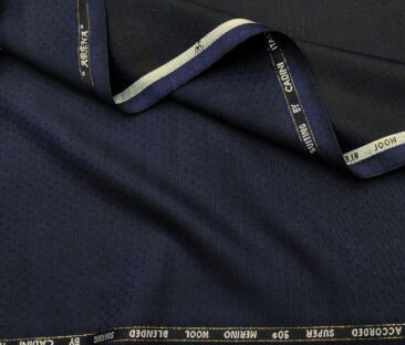 Cadini Men's Wool Dobby Super 90's Unstitched Suiting Fabric (Dark Royal Blue)
