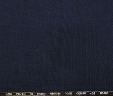 Cadini Men's Wool Dobby Super 90's Unstitched Suiting Fabric (Dark Royal Blue)