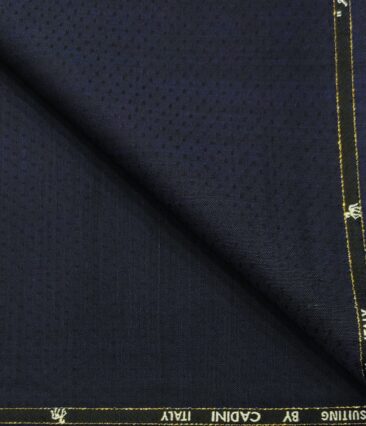 Cadini Men's Wool Dobby Super 90's Unstitched Suiting Fabric (Dark Royal Blue)
