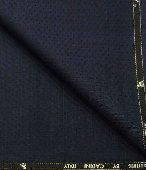 Cadini Men's Wool Dobby Super 90's Unstitched Suiting Fabric (Dark Royal Blue)