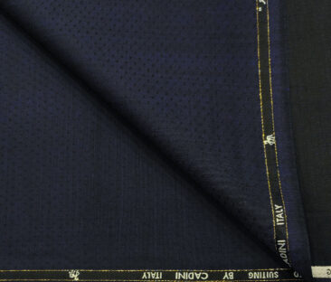 Cadini Men's Wool Dobby Super 90's Unstitched Suiting Fabric (Dark Royal Blue)