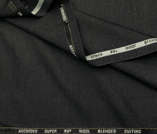 Cadini Men's Wool Self Design Super 90's Unstitched Suiting Fabric (Dark Worsted Grey)