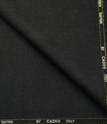 Cadini Men's Wool Self Design Super 90's Unstitched Suiting Fabric (Dark Worsted Grey)