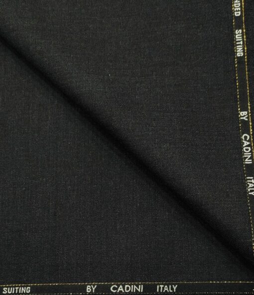 Cadini Men's Wool Self Design Super 90's Unstitched Suiting Fabric (Dark Worsted Grey)