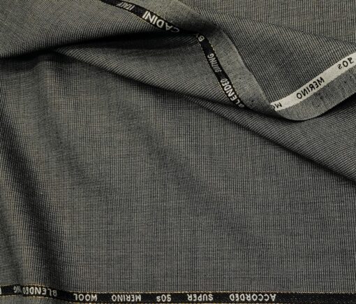 Cadini Men's Wool Structured Super 90's Unstitched Suiting Fabric (Grey)