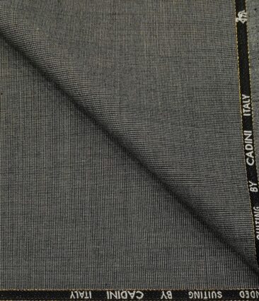 Cadini Men's Wool Structured Super 90's Unstitched Suiting Fabric (Grey)