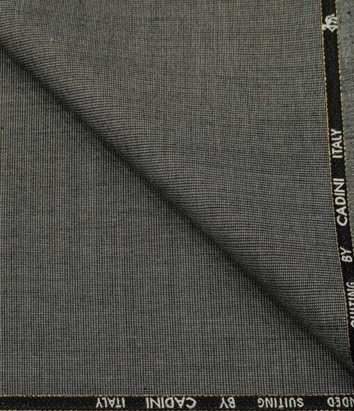 Cadini Men's Wool Structured Super 90's Unstitched Suiting Fabric (Grey)