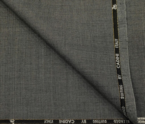 Cadini Men's Wool Structured Super 90's Unstitched Suiting Fabric (Grey)
