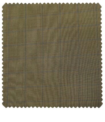 Cadini Men's Wool Checks Super 90's Unstitched Suiting Fabric (Khakhi)