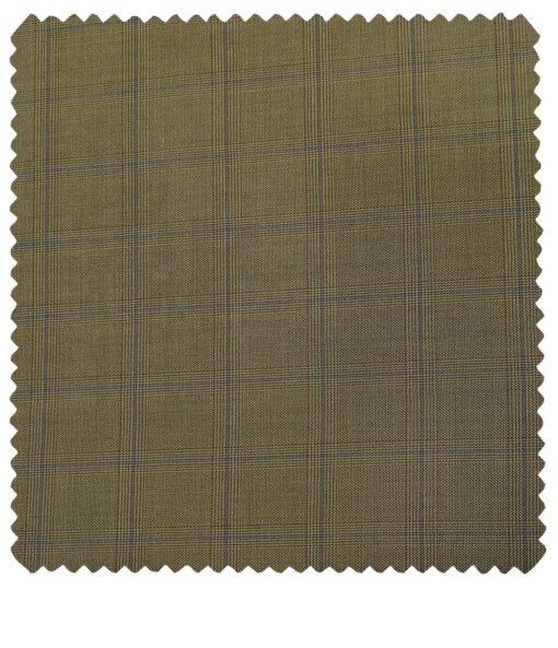 Cadini Men's Wool Checks Super 90's Unstitched Suiting Fabric (Khakhi)