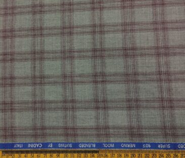 Cadini Men's Wool Checks Super 90's Unstitched Suiting Fabric (Light Grey)