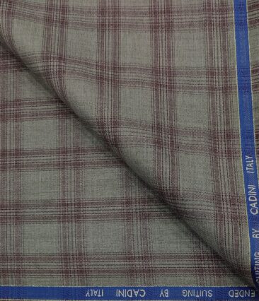 Cadini Men's Wool Checks Super 90's Unstitched Suiting Fabric (Light Grey)