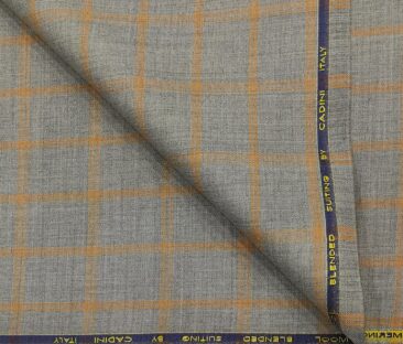 Cadini Men's Wool Checks Super 90's Unstitched Suiting Fabric (Light Grey)