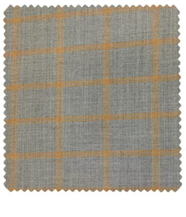 Cadini Men's Wool Checks Super 90's Unstitched Suiting Fabric (Light Grey)