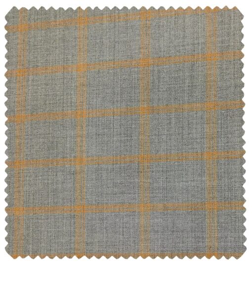 Cadini Men's Wool Checks Super 90's Unstitched Suiting Fabric (Light Grey)