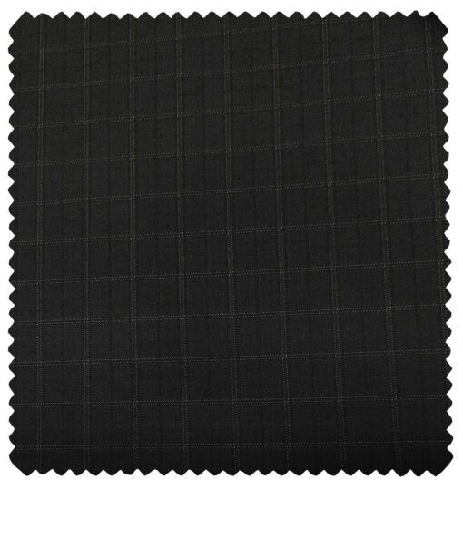 Cadini Men's Wool Checks Super 100's Unstitched Suiting Fabric (Black)
