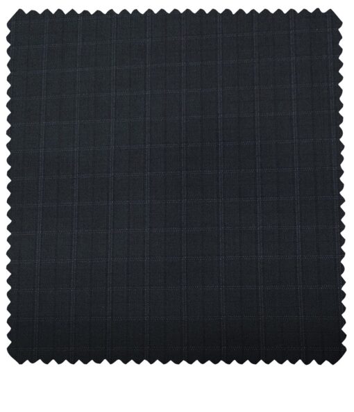 Cadini Men's Wool Checks Super 100's Unstitched Suiting Fabric (Dark Blue)