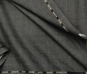 Cadini Men's Wool Checks Super 100's Unstitched Suiting Fabric (Worsted Grey)